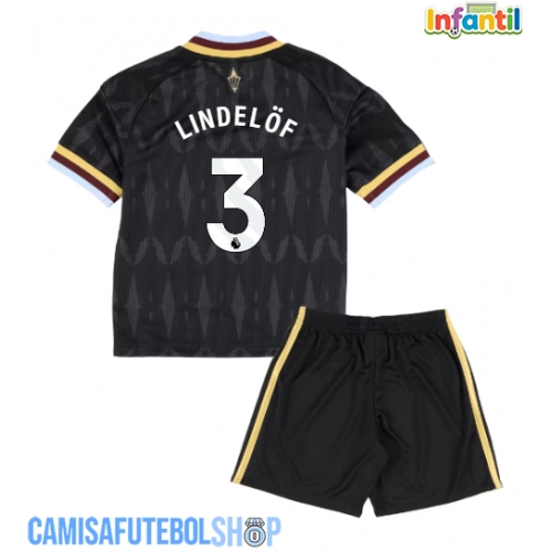 Camisa de time de futebol Aston Villa Victor Lindelof #3 Replicas 2º Equipamento Infantil 2026-27 Manga Curta (+ Calças curtas)